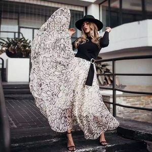 Snake Print Chiffon Skirt